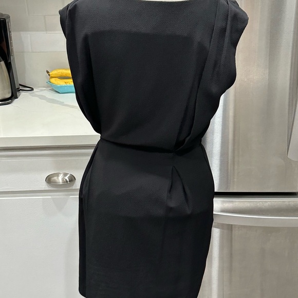 REISS BLACK RIO CREPE DRAPED SHIFT DRESS SIZE 8 - Picture 5 of 8